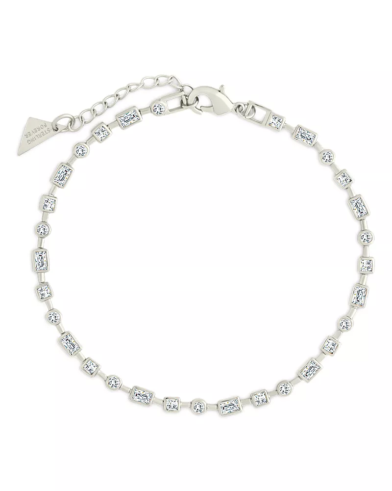 Sterling Forever Camden Mixed Cut Cubic Zirconia Flex Bracelet