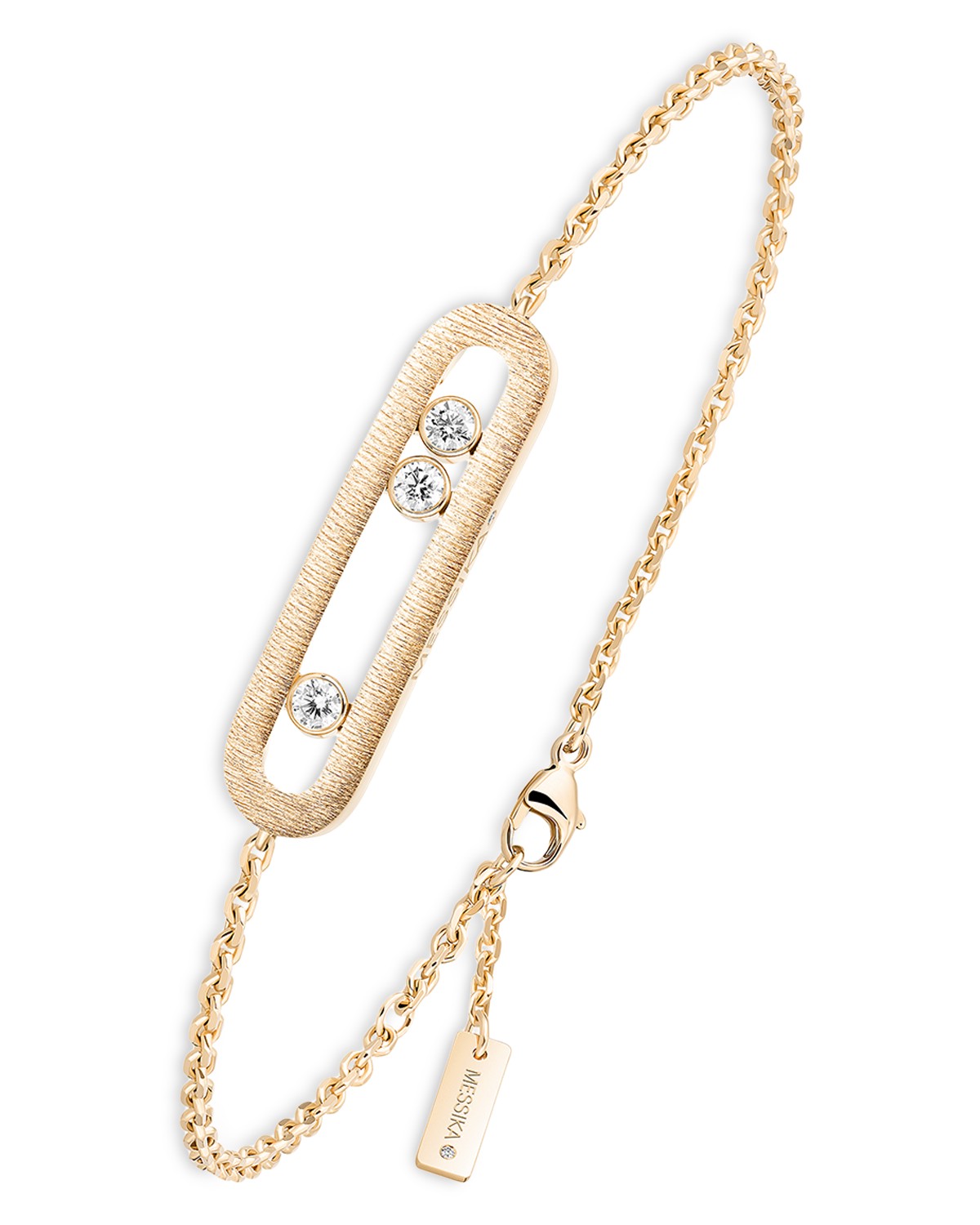 18K Yellow Gold Move Classique Diamond Polished Oval Chain Link Bracelet, 0.20 tcw