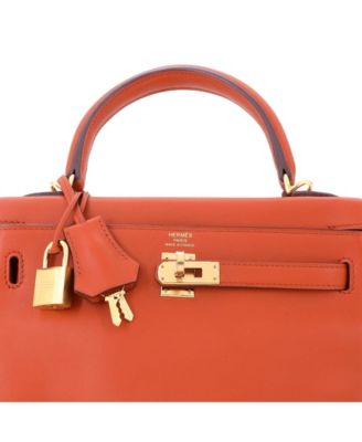  Kelly 25 Handbag Orange Swift with Gold Hardware
