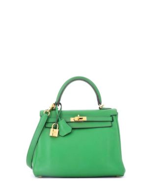  Kelly 25 Handbag Green Swift with Gold Hardware