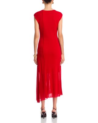 Asymmetrical Seamed High/Low Knit Dress