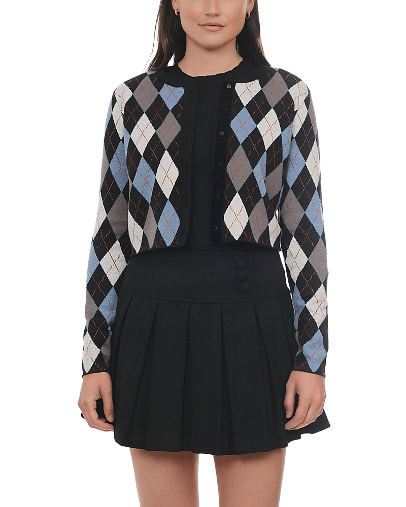 Point Classic Jacquard Cardigan Sweater In Multi