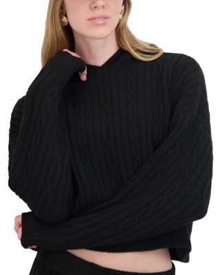 Brushed Cable Knit Hoodie 