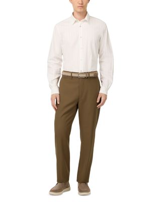 Straight Fit Wool Blend Trousers