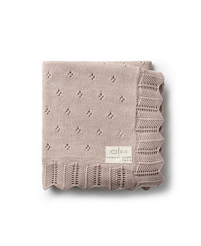 Domani Home Scalloped Pointelle Blanket In Brown