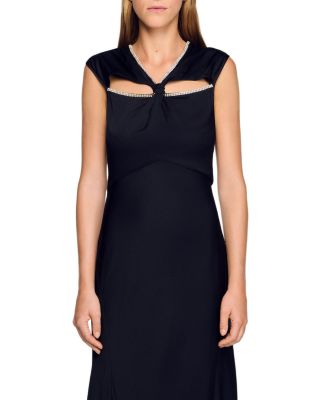 Rhinestone Trim Satin Maxi Dress