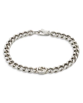 Sterling Silver Gucci Interlocking Logo Chain Link Bracelet