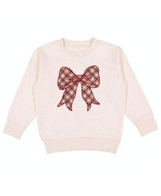 Unisex Christmas Plaid Bow Patch Sweatshirt - Big Kid