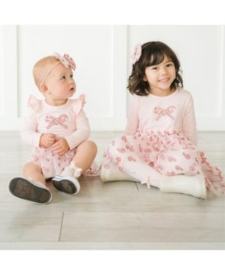 Girls' Candy Cane Confetti Christmas Long Sleeve Tutu Dress - Little Kid, Big Kid