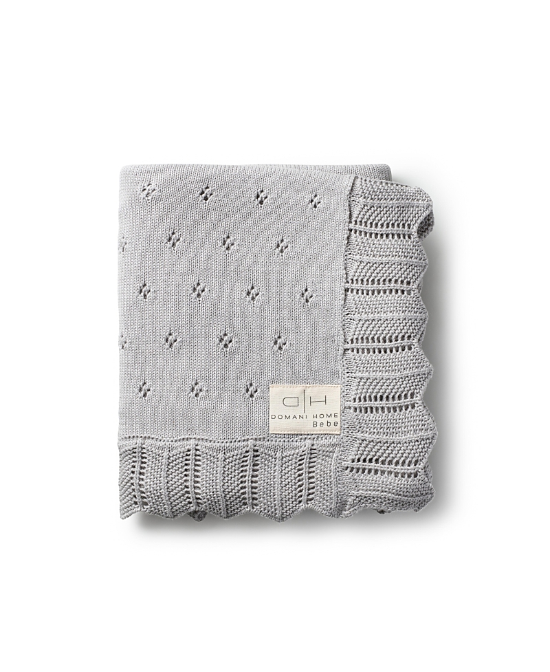 Domani Home Scalloped Pointelle Blanket In Gray