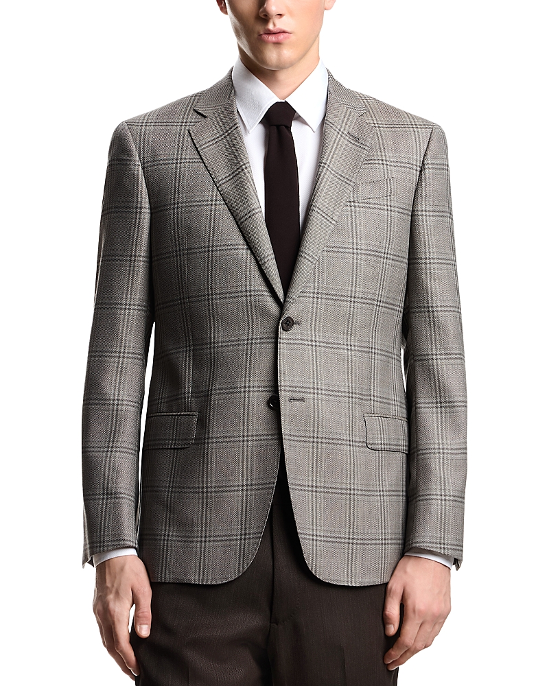 Emporio Armani G Line Single Breasted Plaid Sport Jacket In Gray