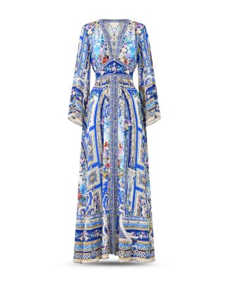 Kimono Sleeve Silk Dress Swim Cover-Up