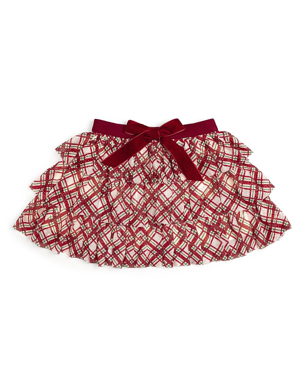 Sweet Wink Girls' Christmas Plaid Bow Tiered Tutu Skirt - Little Kid, Big Kid