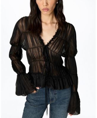  Ruched Sheer Blouse