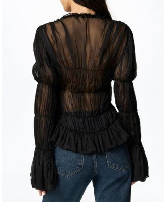  Ruched Sheer Blouse