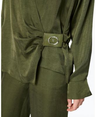 Logo Buckle Wrap Blouse