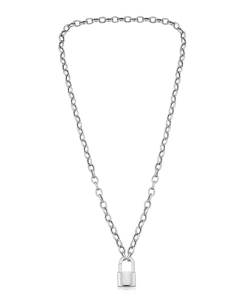 Oradina Sterling Silver Lock it Up Connector Clasp Necklace