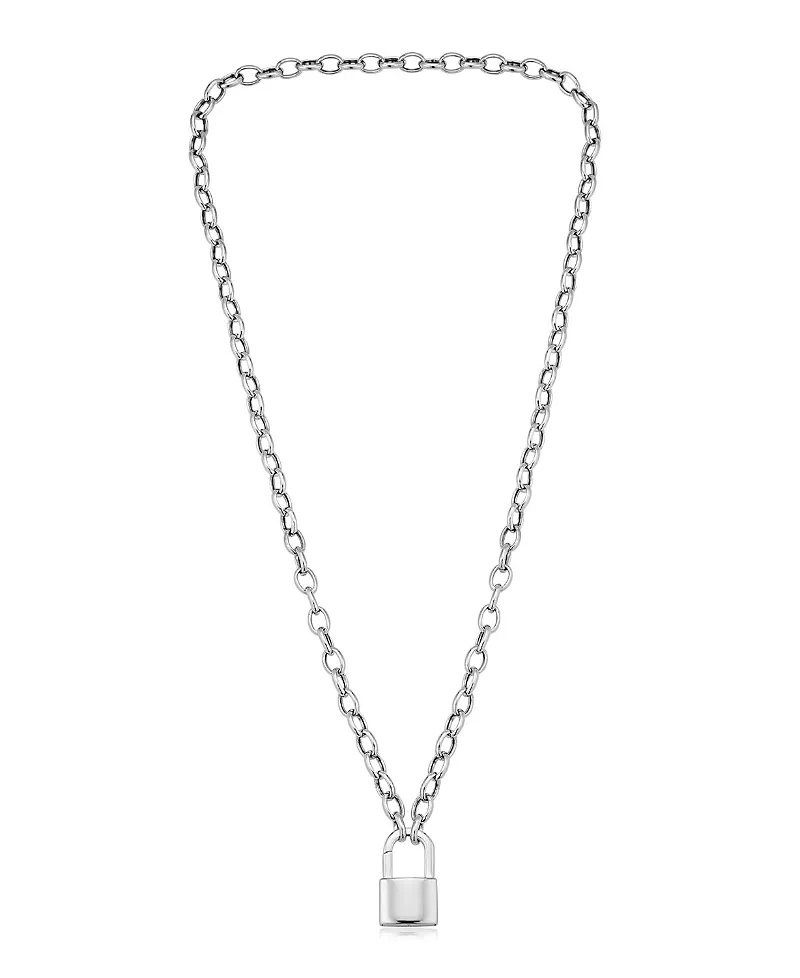 Oradina Sterling Silver Lock it Up Connector Clasp Necklace