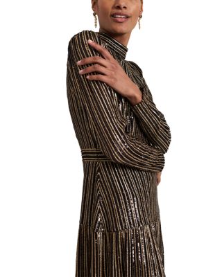 Gloria Sequin Stripe Midi Dress