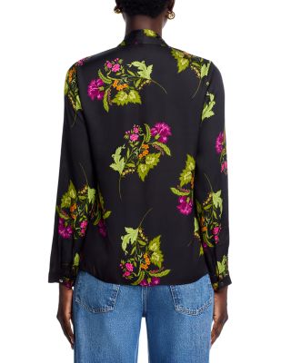 Palm Silk Blend Floral Blouse