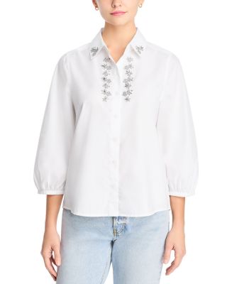 Oceana Poplin Rhinestone Shirt