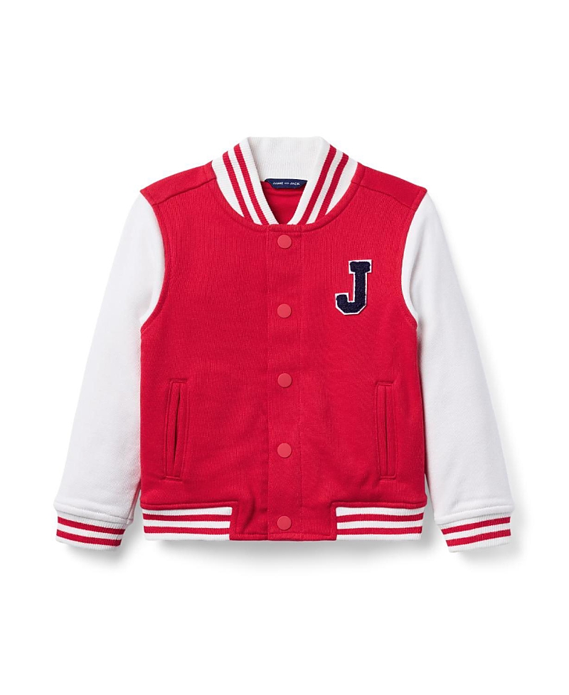 Janie And Jack The Varsity Bomber Jacket In Red