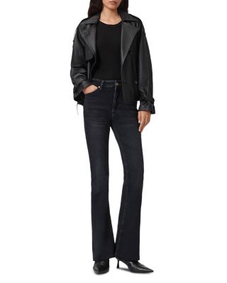 Maisie High Rise Flare Leg Jeans in Blue Black