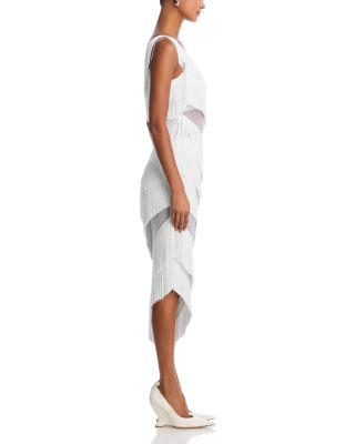 Spliced One Shoulder Mid Calf Dress