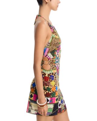 Cut Out Halter Swim Cover Up Mini Dress