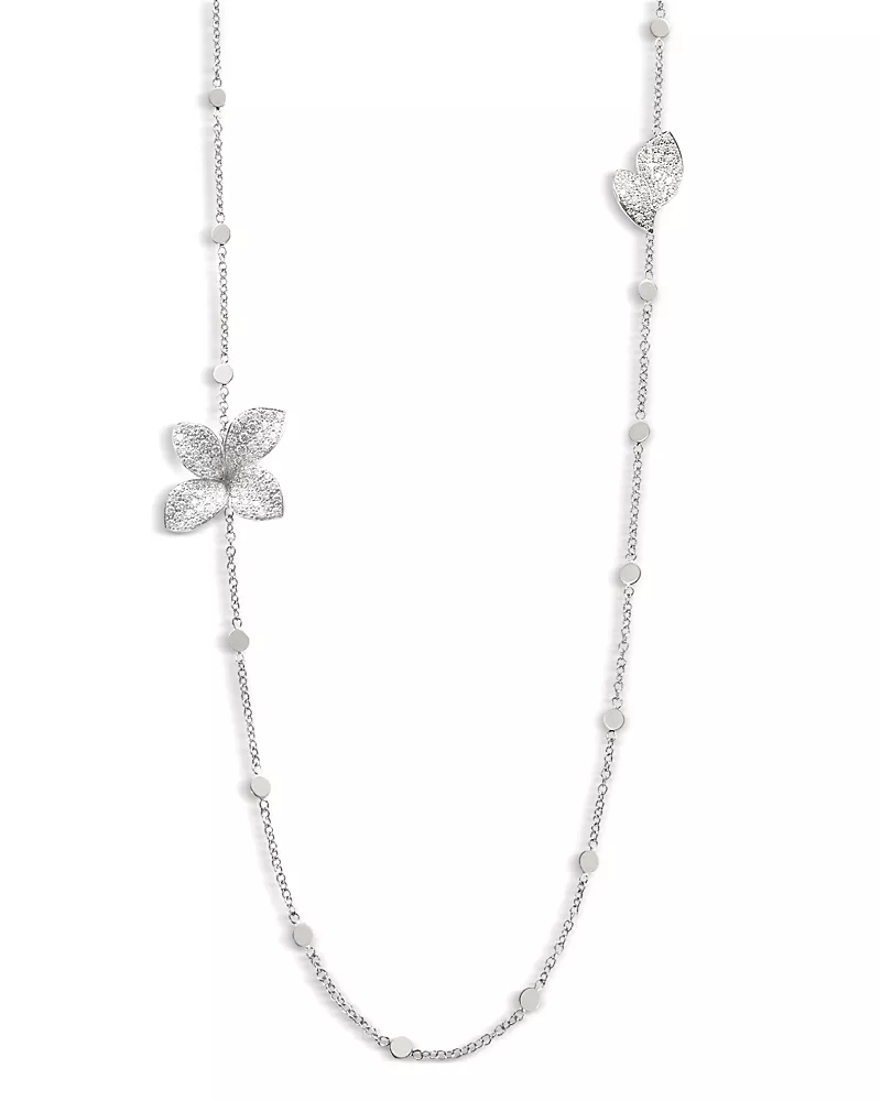 Pasquale Bruni 18K White Gold Giardini Segreti Diamond Flower Opera Necklace, 28.7