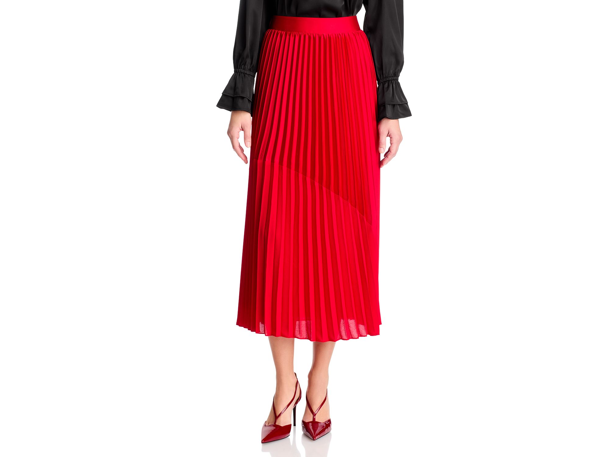 Pleated Mixed Media Skirt - Image 1