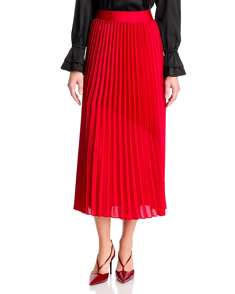 T Tahari Pleated Mixed Media Skirt