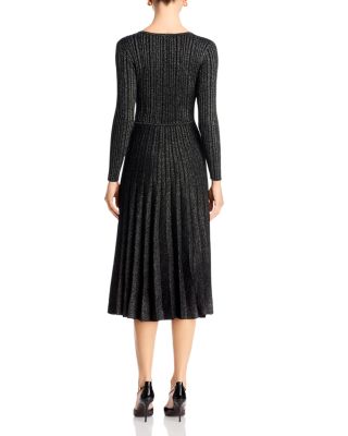Ribbed Metallic Threaded Sweater Dress