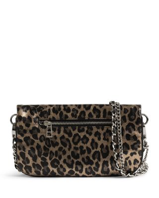 Rock Nano Metallic Leopard Print Leather Clutch