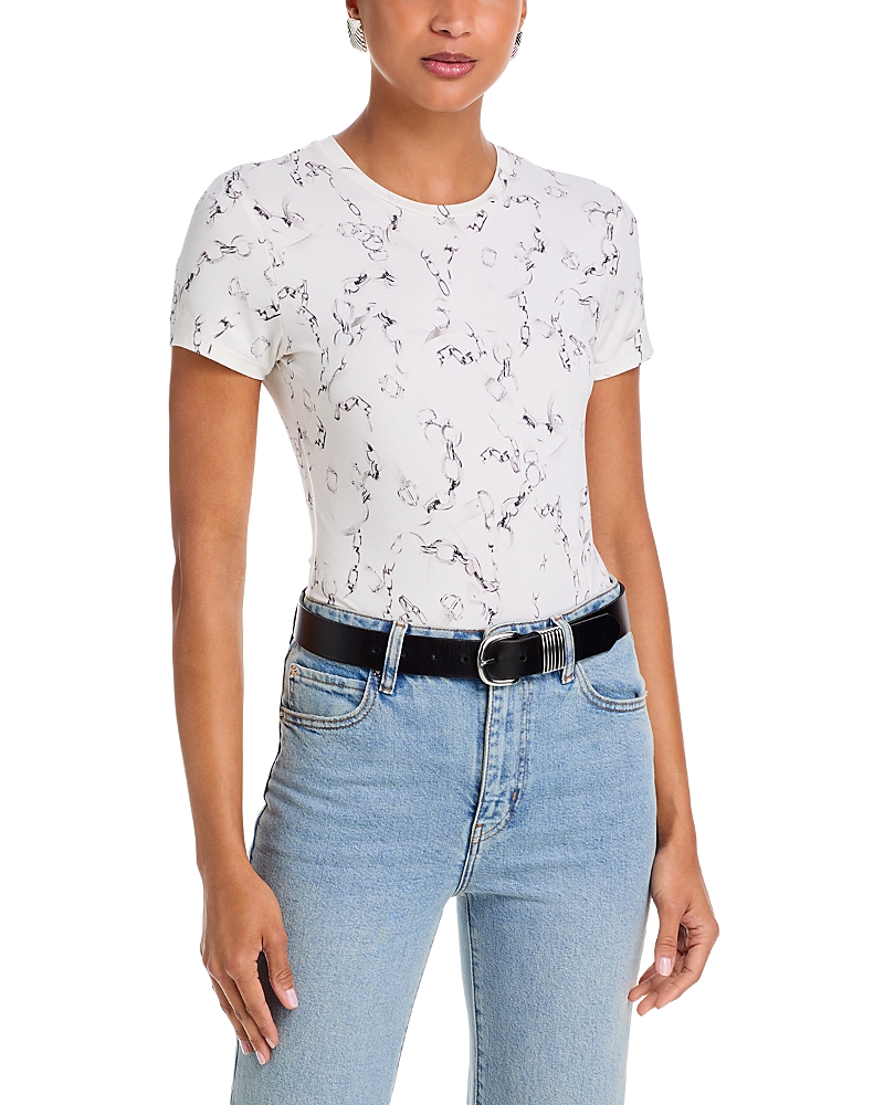 L'Agence Ressi Short Sleeved Faded Chain Print Crewneck Tee