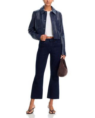 Kendra Mid Rise Cropped Flare Jeans in Black Ink