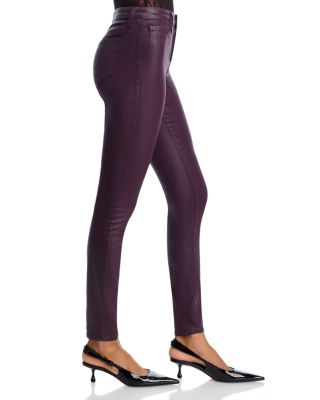 Marguerite High Rise Coated Skinny Jeans in Dark Malbec