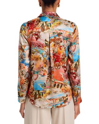 Tyler Silk Printed Split Neck Blouse