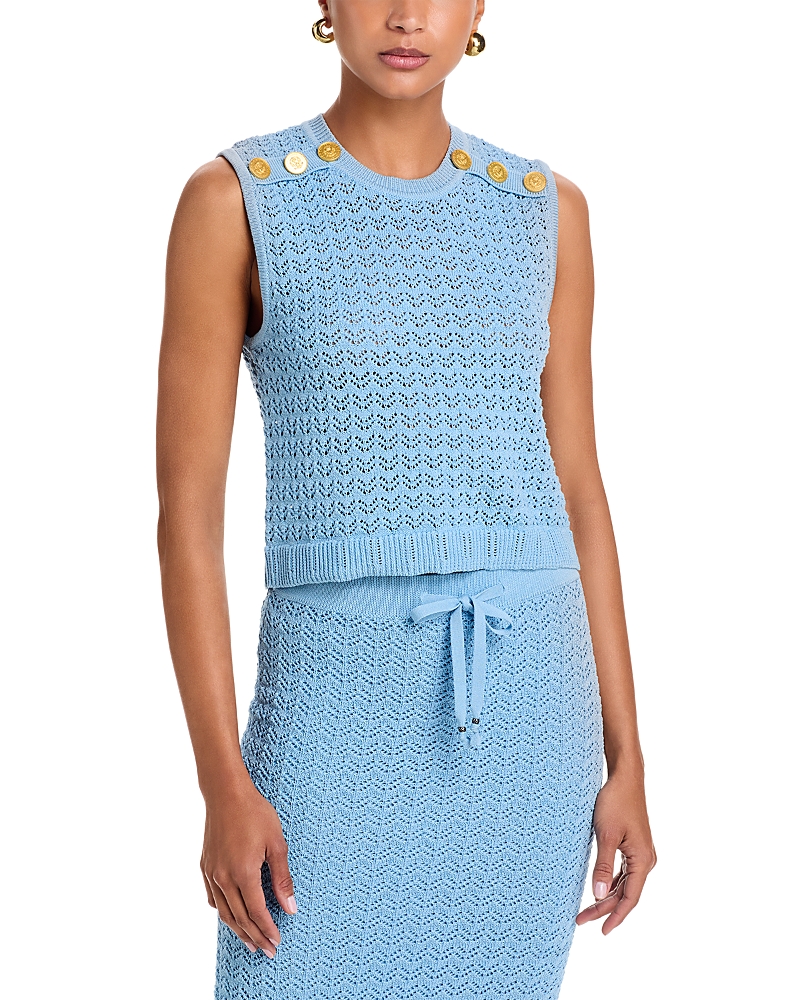 L'Agence Max Crewneck Pointelle Knit Sweater Top