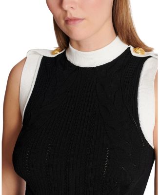 Long Two-Tone Cable-Knit Dress