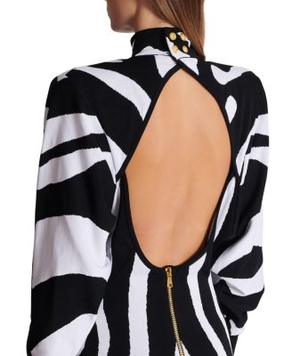  Long Knit Dress with Zebra Intarsia
