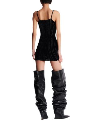  Short Strappy Dress in Zebra-Print Velvet