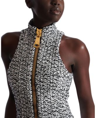 Sleeveless Flared Tweed Dress