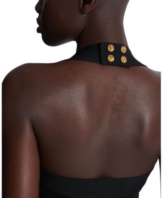 Flared Halterneck Dress in Crocodile Knit