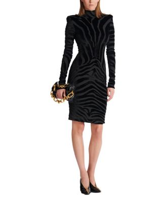  Short Zebra-Print Velvet Dress