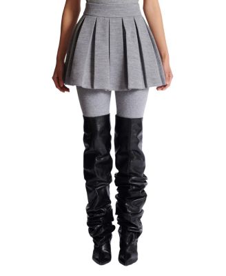  Short Pleated Cotton Knit Skirt