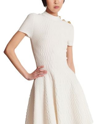 Flared Crocodile-Knit Dress