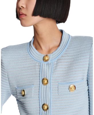  Long Sleeved Textured Knit Cardigan