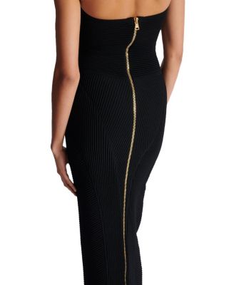  Long Strapless Knit Dress