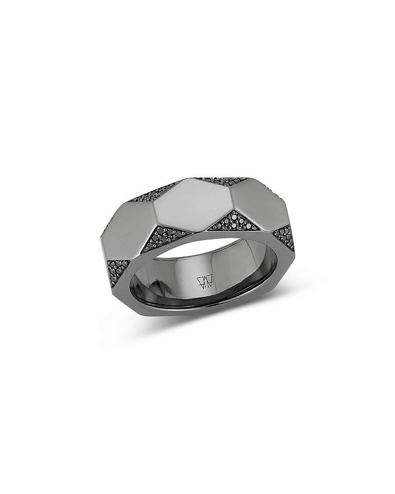 Walters Faith Men's 18K Black Gold Quentin Black Diamond Pave Hexagon Band